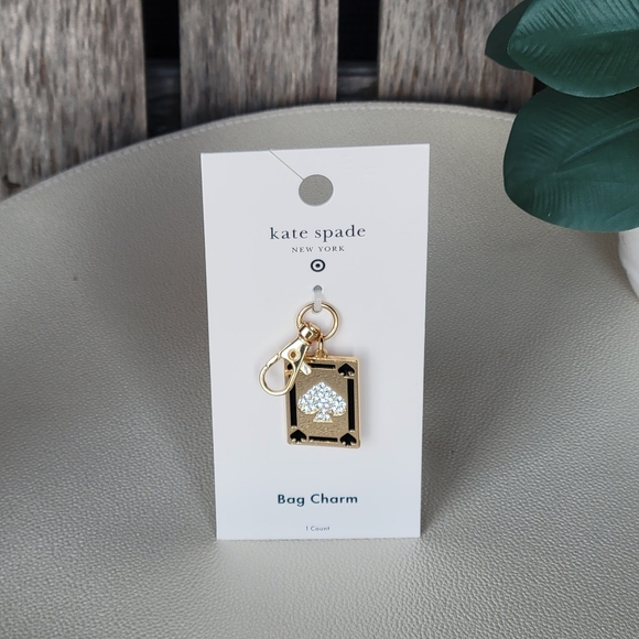 kate spade Accessories - Kate Spade Gold Black & Clear Stone Spade Bag Charm